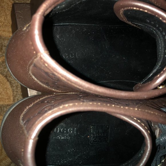 Gucci Brown Leather GG boots size 37 in original GG box/ wrapping New Authentic - Picture 6 of 16